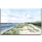 Preview: Leinwand 40 x 30 cm Keilrahmen Canvas-Leinen Aquarell Maritim Kunst Druck Kunstdruck Dänemark Nordsee Ostsee Düne Meer Möwe Strand